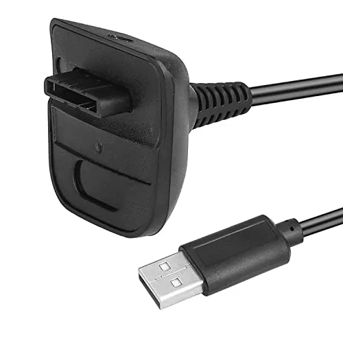 CABLEPELADO Ladekabel für die kabellose Fernbedienung, kompatibel mit Xbox 360, USB-Ladegerät, kompatibel mit Xbox 360, 4800 mAh, USB 2.0, 1,8 m langes Kabel, Schwarz