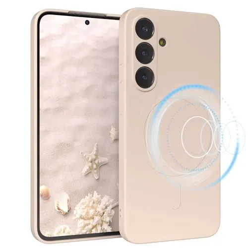 EAZY CASE - Silikonhülle magnetisch für Galaxy S25 FE Hülle Silikon Beige weich stoßfeste Magnet Handyhülle Schutzhülle mit Kameraschutz Dünn Schutz Cover TPU Bumper in Pastell Taupe