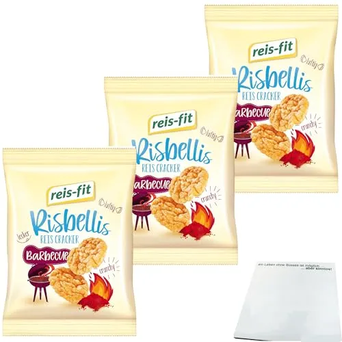 usy Bundle für Reis-Fit Risbellis Reis Cracker Barbecue 3er Pack (3x40g Packung) + usy Block