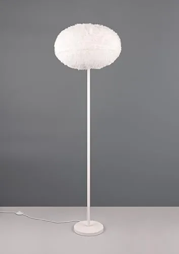 lightling Stehlampe Frieda mit Schirm aus Plüsch, mit Fußschalter, IP20, exkl. 1 x E27 max. 10W, Ø 50 cm, Höhe 154 cm