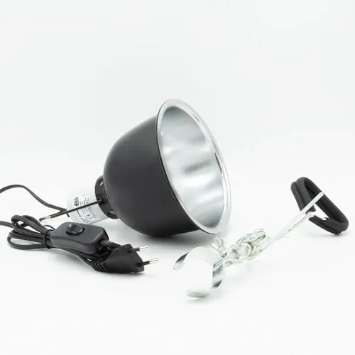 Terra Discount Reflektor Klemmlampe klein, Schwarz, E27 Fassung, mit Schalter, inkl. Befestigungsclip, Light Dome small
