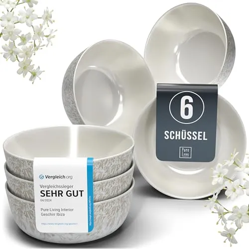 Steingut Müslischalen Set für 6 Personen in beige von PURE LIVING INTERIOR DESIGN