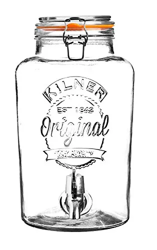 KILNER Getränkespender 8 Liter aus Glas mit Bügelverschluss - Sonstige, spülmaschinenfest und ideal für Partys oder Gartenfeste, Höhe: 36,3 cm, aus hochwertigem Glas und Kunststoff