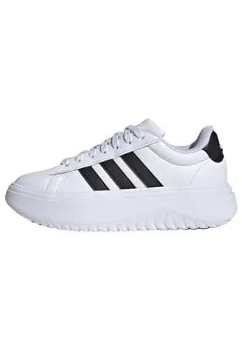 adidas Damen Grand Court Platform Sneaker - Cloud White Core Black, 38 EU - Damen-Sneaker mit weicher Plateau-Mittelsohle für optimalen Komfort und stilvolles Design. Perfekt für lässige Outfits und den Alltag.