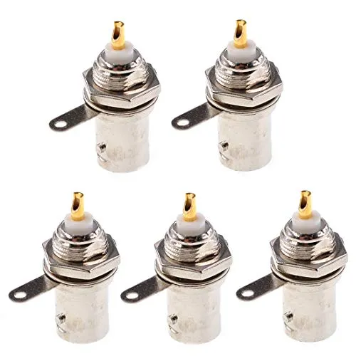 Oiyagai 5 Stück BNC Buchse Adapter, Einbaubuchse für Gehäusemontage, Löten, Panel Mount Koaxialanschluss für CCTV und Elektronikprojekte