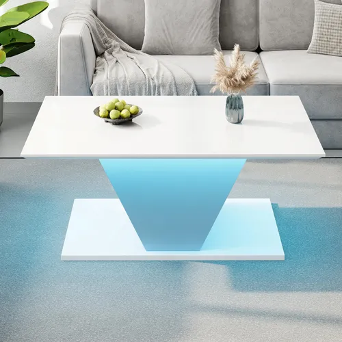 Merax V-förmiger Couchtisch mit LED-Beleuchtung – Stilvoller Wohnzimmertisch