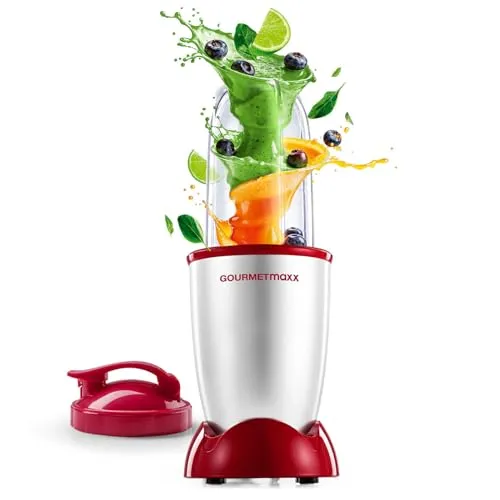 GOURMETmaxx Mixer Mr. Magic 4-tlg. | Kompakter 400W Standmixer für kreative Smoothies - Standmixer mit 400W Power für schnelle Zubereitung von Shakes, Dips und mehr. 8 Funktionen in einem Gerät – ideal für die tägliche Vitaminzufuhr!