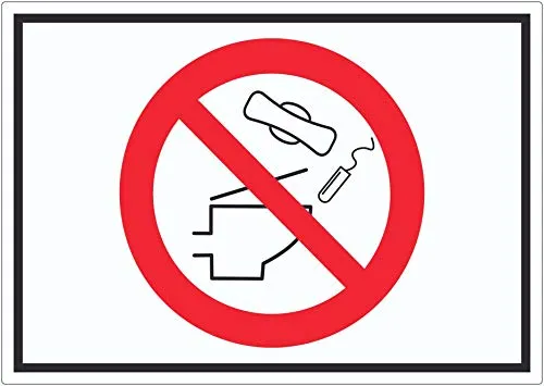 Keine Binden und Tampons ins WC werfen Symbol Aufkleber A6 (105x148mm)