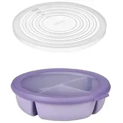 Mepal Lunchbox Bento Schüssel Set, Cirqula rund, Vivid Lilac - Brotdosen mit luftdichter Frischhaltedose und Mikrowellendeckel, ideal für Meal-Prep und stilvolle Aufbewahrung von Lebensmitteln in einem modernen Vivid Lilac-Design.