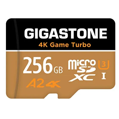 [5 Jahre kostenlose Datenwiederherstellung] GIGASTONE 256GB Micro SD Karte, 4K Game Turbo, bis zu 100/60 MB/s, MicroSDXC Speicherkarte für Nintendo Switch 1 Gopro DJI, A2 V30 U3 +Adapter