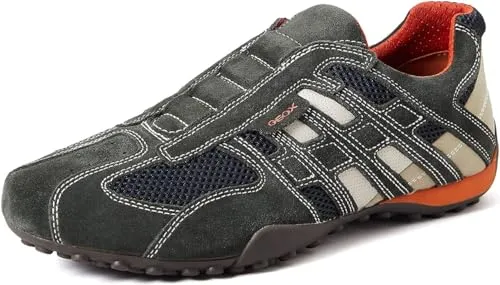 Geox Herren Uomo Snake L Sneakers - Schwarz, 44 EU - Herren-Sneaker aus hochwertigem Leder mit atmungsaktivem Innenmaterial, ideal für täglichen Komfort und Stil.