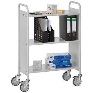 fetra Bürowagen 4870 - Tragkraft 150kg mit TPE-Reifen - Akten- & Hängeregistraturwagen mit stabiler Stahlrohr-Konstruktion, ideal für flexibles Transportieren und Organisieren im Büro. Die TPE-Reifen sorgen für leisen und elastischen Lauf.