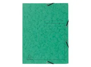 Exacompta Sammelmappe, DIN A4, mit Gummizug, 3 Klappen, beschriftbar, Colorspan-Karton, 355 g/m², grün