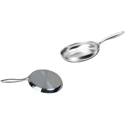 Cheffinger Pfannen-Set Pfanne Bratpfanne Edelstahl Ø24cm Induktion Cheffinger CF3PLYFP24, Edelstahl silberfarben