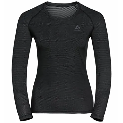 Odlo Damen Active F-dry Light Langarm Shirt, Schwarz, S EU - Perfekt für aktive Frauen - Funktionsunterwäsche aus 88% recyceltem Polyester, schnell trocknend und mit ZeroScent-Technologie für frischen Tragekomfort bei allen Outdoor-Aktivitäten.