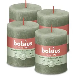 Rustik Stumpenkerzen 80/68 mm in grün von Bolsius