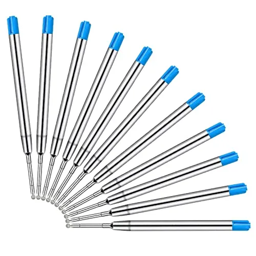 Vesaneae 10 x Kugelschreiberminen G2-Format, Austauschbare Kugelschreiber Minen, Metall Kuliminen Blau, Kugelschreibermine, Internationale Standard Großraummine (Blau)