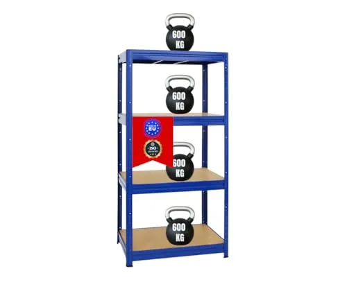 PROREGAL Schwerlastregal Dino | 600kg Fachlast | 180x90x60 cm - Werkstatteinrichtung mit hoher Traglast von bis zu 600kg pro Fachboden. Ideal für Lager und Werkstatt, einfache Steckmontage und verstellbare MDF-Fachböden.