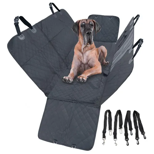 Hundedecke Schutzmatte Rücksitzbank Auto wasserdicht inkl. Gurte - Schutzmatte für die Rücksitzbank, ideal für Hunde. Schützt vor Schmutz und Nässe, einfach zu reinigen und mit Gurten für sicheren Halt.