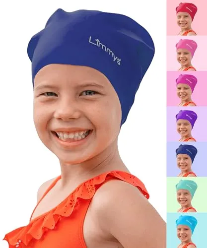 Limmys Schwimmkappe für Kinder – Aus 100 % Silikon – Für Lange Haare – Weich, Dehnbar & Bequem – Entwickelt für Langlebigkeit & Knotenfreies Tragen