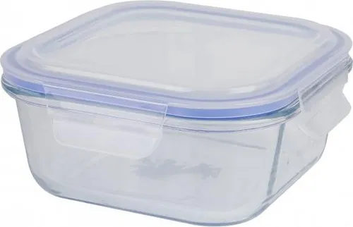 AXENTIA Glas-Frischhaltedose mit Kunststoffdeckel, 750 ml, quadratisch, aus Borosilikatglas mit Dichtungsring, hitzebeständig bis 400 °C