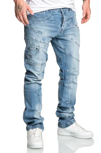 Amaci&Sons Stretch-Jeans KAUAI Regular Slim Herrenjeans in Hellblau W31/L30 - Bequeme und pflegeleichte Regular Slim Jeans für Herren. Ideal für den Alltag, überzeugt durch einen hohen Baumwollanteil und elastisches Material für optimalen Tragekomfort.
