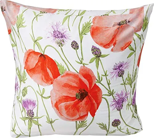 Erwin Müller Kissenbezug Mako-Satin orange-weiß Größe 80x80 cm