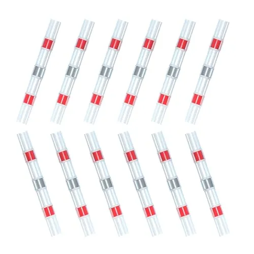 JOYELEC 108stk Kabelverbinder，Lötverbinder mit Schrumpfschlauch，22-18AWG(0.5mm²-1.0mm²) Wasserdicht Schrumpfverbinder，Schrumpfschweißen Stoßverbinder (108 Stücke rot in Säcken)