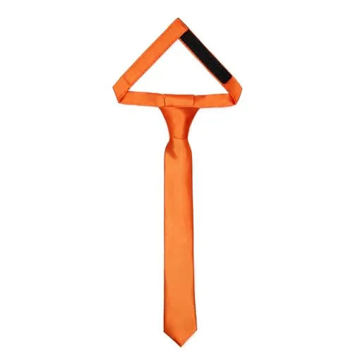 Ladeheid Kinder Krawatte für Jungen - Eleganter glänzender Look, Vorgebunden mit einem Klettverschluß, Perfekt für besondere Anlässe - Stilvolle Ansteckkrawatte TKS (31cm x 4cm, Orange)
