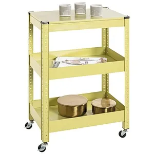 HAKU Möbel Servierwagen, grün - Höhenverstellbar & mobil - Stylischer Servierwagen aus pulverbeschichtetem Metall in grün, höhenverstellbare Ablagen und praktische Rollen, ideal für Küche oder Garten.