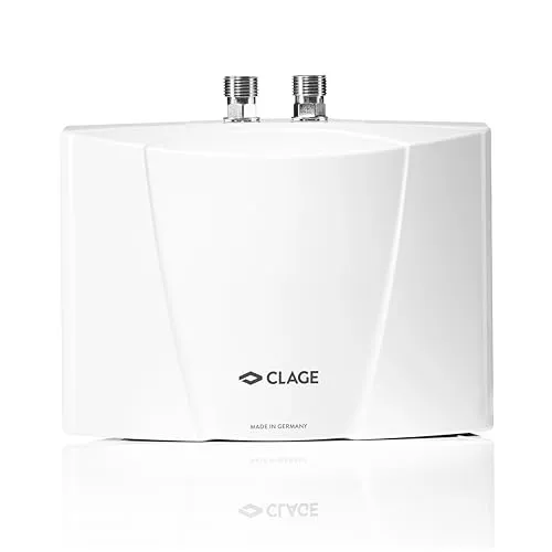 CLAGE M4 Klein-Durchlauferhitzer 4,4 kW für Handwaschbecken - Elektrischer Durchlauferhitzer für drucklose Armaturen, bietet sofort warmes Wasser ohne Wartezeit und spart bis zu 85% Energie im Vergleich zu Kleinspeichern.