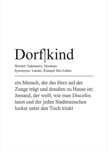 artissimo, Dekopanel, Deco Panel, ca. 29x41cm, PE6529-PA, Definition Wort Dorfkind, Bild mit Spruch, Spruchbild, Wandbild, Wanddekoration, Poster