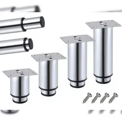 Möbelfüße verstellbar 4er Set 120-190mm Metall Chrom 38mm Möbelbeine Metallfüße
