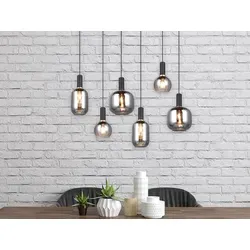 LED Balkenpendelleuchte 6-flammig für Kücheninsel, 92cm - Moderne 6-flammige Pendelleuchte mit eleganten Glas-Schirmen, dimmbar in 3 Stufen. Perfekt für Kücheninseln, sorgt für stimmungsvolles Licht und individuelles Design durch anpassbare Abhängungen.