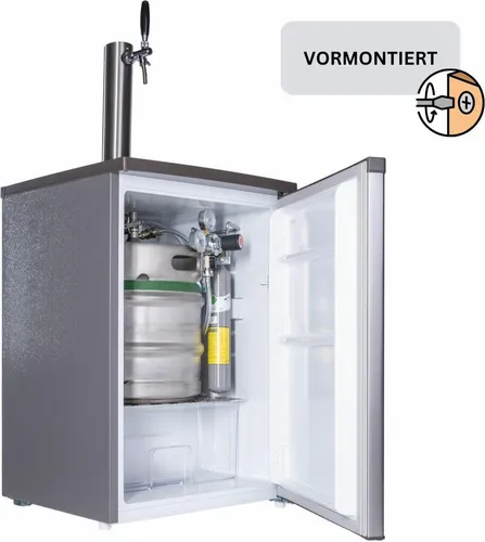 Bierbar / Zapfanlage für max. 30l Fass Silber/Grau Flachkeg(A) 500g Co² komplett montiert