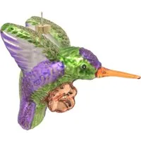 Krebs Glas Lauscha Weihnachtsornament Kolibri 1-tlg. 5cm in lila von Krebs Glas Lauscha