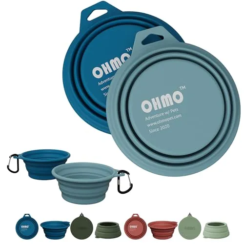 OHMO Hundenapf Faltbar Wassernapf Hund Reisenapf 2x350ml Dunkel&Hell Blau