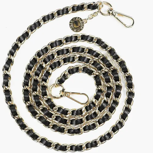 Produktbild Handykette Ledero schwarz Metall Gold 120cm 2 Karabiner edle Optik