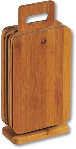 KESPER® Frühstücksbrett Schneidebrett, Bambus, (Set, 6-St), inkl. Ständer