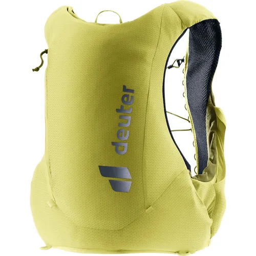 deuter Traick 9 Trail Running Weste, Sprout-cactus - Trinkblasen für Trail Running, ergonomisch, mit verstellbarem Brustgurt und Platz für bis zu 2 Liter Trinksystem. Modularer Stauraum für Equipment und Stockhalterung.