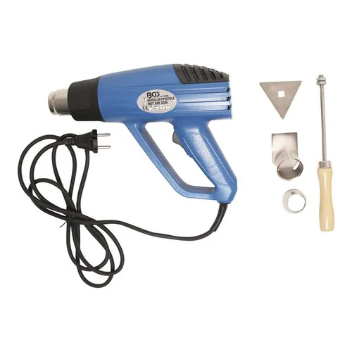BGS Heissluft-Gebläse 8495, 2000 W - Heißluftpistole mit 2 Temperaturstufen (400°C / 600°C) für vielseitige Anwendungen wie Schrumpfen, Löten und Entfernen von Lacken – ideal für Profis und Heimwerker.