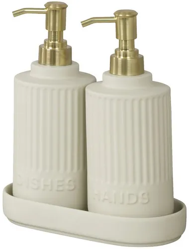 WENKO Seifen- und Spülmittelspender-Set Mod. Heidi in beige von WENKO