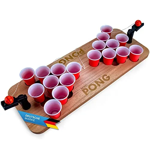 Beer Pong Spieltisch aus Holz - Original Bier Pong Tisch Shot Version - Kategorie: Nur für Erwachsene, ideal für Partys und Feiern mit Freunden, sorgt für spannende Wettkämpfe und unvergessliche Momente.