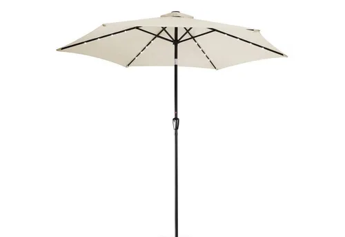 Kingsleeve® Sonnenschirm 300 cm mit UV Schutz 80+ und LED Beleuchtung - Sonnenschirme mit extremem UV-Schutz 80+ und integrierten LEDs für stimmungsvolles Licht. Ideal für Balkon und Terrasse, mit flexibler Neigung und leichtgängigem Kurbelsystem.