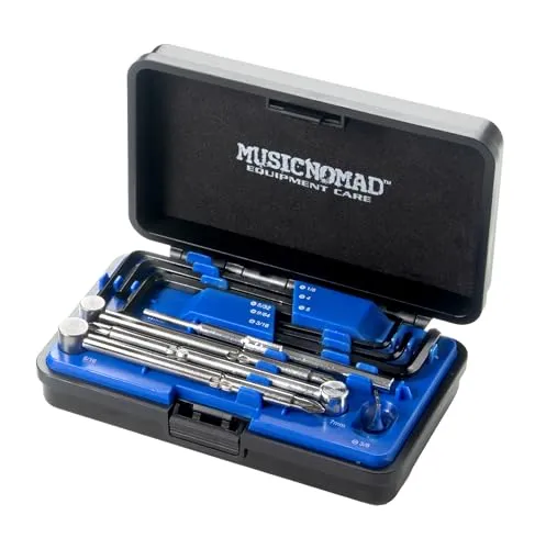 MusicNomad MN235 Premium Guitar Tech Truss Rod Wrench Set - 11 pcs. - Gitarren-Pflege, umfassendes 11-teiliges Set mit lasergeätzten Größen für präzise Anpassungen und einem kompakten Aluminiumgehäuse für einfache Handhabung.