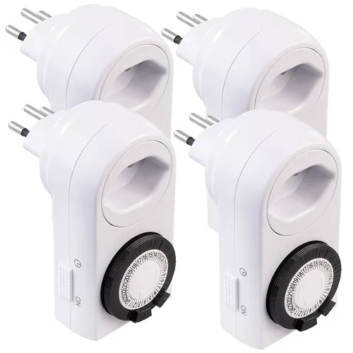 revolt CH: 4er-Set mechanische 24-Std.-Timer für Steckdose Typ J, 2.300 Watt