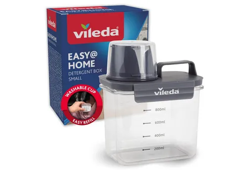 Vileda Waschmittelbox 1100ml grau - Robuste Aufbewahrungsbox für Waschmittel, ideal für Ordnung im Haushalt. Mit praktischem Deckel und Messbecher, perfekt für jeden Waschraum.
