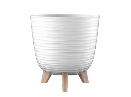 Engelland Blumentopf Pflanztopf mit Füßen (Vorteils-Set, 1 St., robuster PP-Kunststoff), Wellenoptik, rund, UV-resistent, Drainagesystem, direkte Bepflanzung