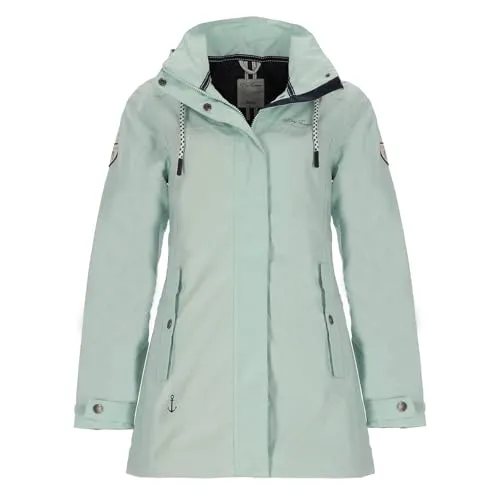 Dry Fashion Damen Funktionsmantel Leer - Wetterfeste Jacke in Hellblau Größe 50 - Stylische Funktionsjacke für Damen, wind- und wasserdicht mit abnehmbarer Kapuze. Ideal für Outdoor-Aktivitäten und Freizeit bei jedem Wetter.