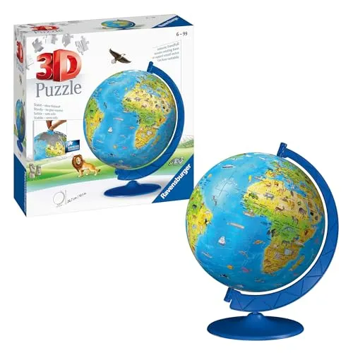 Ravensburger 3D Puzzle 11160 - Kinderglobus Puzzle-Ball, 180 Teile mit Easyclick Technology für kinderleichtes Puzzeln und Dekorieren